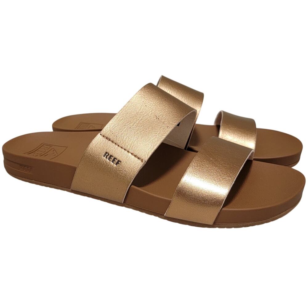 Reef Women Cushion Vista Double Strap Slide Sandals Size US 6M Copper / Tan